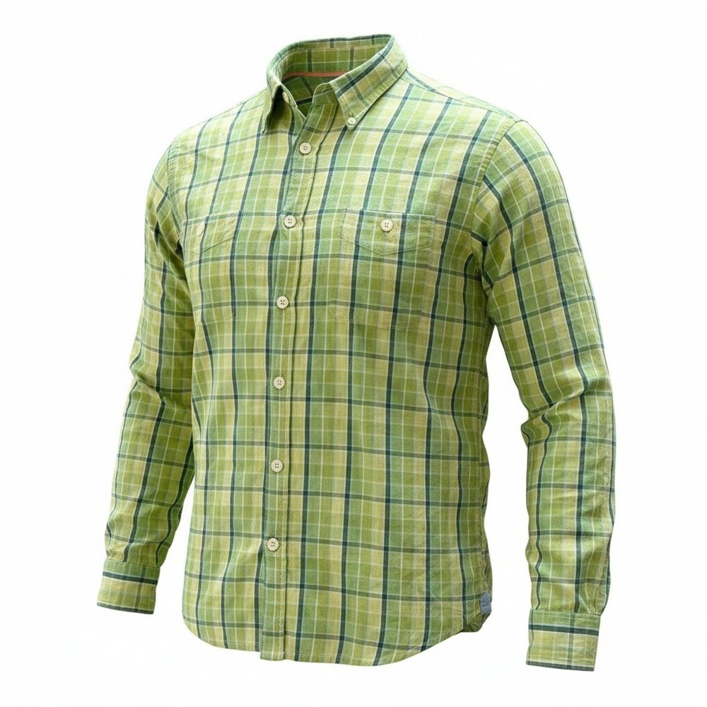 J.L. Powell Mens Green Plaid Button Down Collar XL Casual Shirt Sports‎ Outdoor